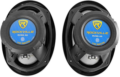 Rockville Pair RV69.4A 6x9 4-Way Car Speakers 1000 Watts Bundle with METRA 82-3004 6x9 Speaker Adapter Bracket Plate & METRA 72-5600 Speaker Wire Harness Connector Compatible with Ford (3 Item)