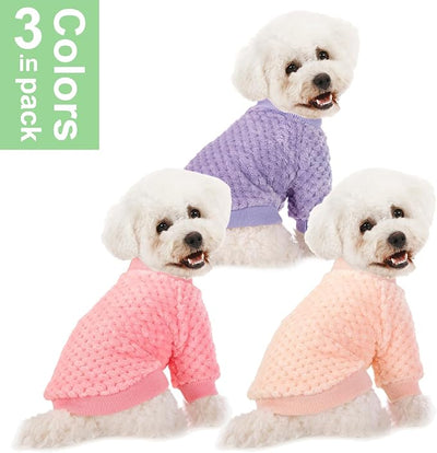 POMIU Dog Sweater, Dog Sweaters for Small Medium Dogs or Cat, Warm Soft Flannel Pet Clothes for Dogs Girl or Boy, Dog Shirt Coat Jacket (Peach+Purple+Rose, X-Large)