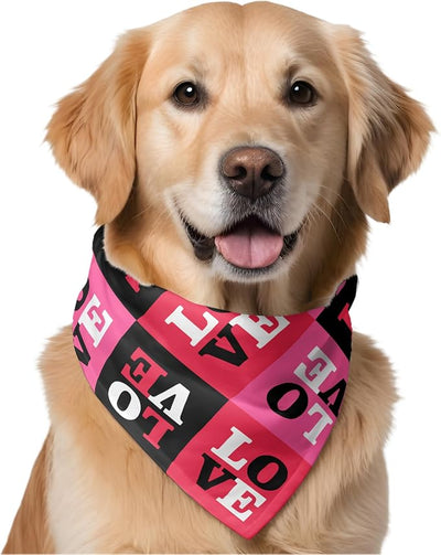 W Brings Bandana for Dogs | This Stunning Gorgeous Design Dog Bandana Scarf is Perfect Styling Accessory for Dogs Large, Medium & Small. One Size Fits All. (Medium - Large, Love)