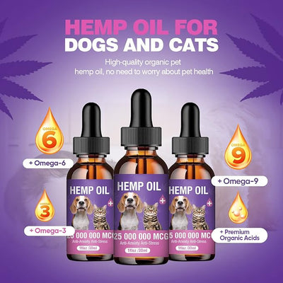 Tcllka Hemp Oil for Dogs and Cats 3 Pack Relief Pet with Anxiety Stress Pain Aggressive