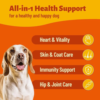 19.4oz Vitamins Supplements and Taurine for Dogs with CoQ10, Glucosamine,Omega 3, MSM - Dog Multivitamins for Heart Health, Immunity Support, Antioxidant Protection