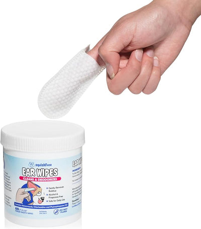 Squishface Ear Wipes – Finger Wipe Dog Ear Itch & Cleaner, 60 Count