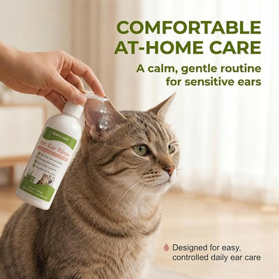 Dylan's cabin Cat Ear Cleaner Wash - 180ml pH-Balanced Pet Ear Rinse for Dogs Cats,Gently Removes Ear Wax, Dirt Odor, Daily Gentle Ear Wash Solution