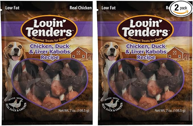 Lovin Tenders Chicken Duck & Liver Kabobs Dog Treats (2 Pack - 7 oz per Pack)