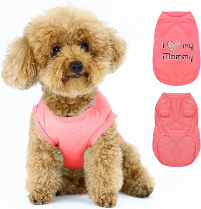 Expressive Pet Vest: Sleeveless Dog Shirt with 'I Love My Mommy' Slogan, Ideal for Chihuahuas, Poodles, Yorkies, and More - Adorable Design, Ultimate Comfort, Easy Maintenance! Pink Small