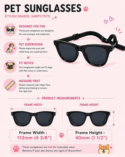 G006 Dog Pet Retro 80s Costume Sunglasses for Small Breed (2-Pack Black+ Black-Emerald Green Mirror)