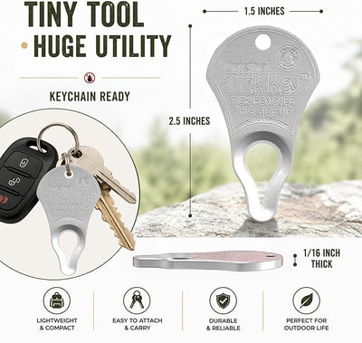The Original Tick Key - Tick Detaching Device - Portable, Safe and Highly Effective Tick Detaching Tool (Silver)
