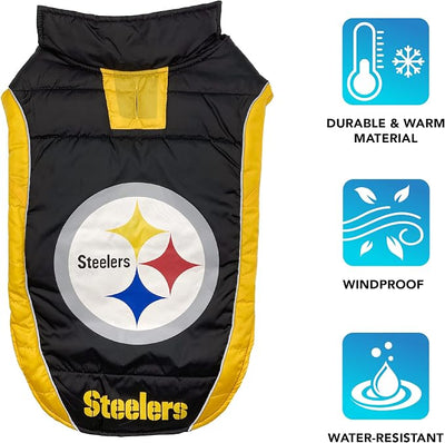 Pets First Pets NFL Licensed Dog & Cat Vest Pet Puffer Down Coat Jacket, Team Color, Large US