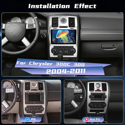 [4+128G] NHOPEEW Car Radio for Chrysler 300C 300 2004-2011, 9 Inch Incell Touchscreen Android Car Stereo with Wireless Carplay and Android Auto, GPS, 5GHz WiFi, SWC, EQ Audio, BT + AHD Backup Camera