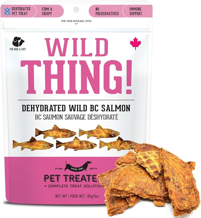 The Granville Island Pet Treatery Dehydrated Wild Salmon Treats for Dogs & Cats (3 oz, Pack of 1) Single Ingredient to Maintain Nutrients Vitamins and Healthy Oils Made in Canada
