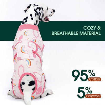 Kuoser Dog Surgery Recovery Suit, Soft Breathable Dog Recovery Suit for Female Spay Male Nueuter, Anti Licking Puppy Onesie Pet Surgical Suit for Dogs Abdominal Wounds Skin Disease, Rainbow S