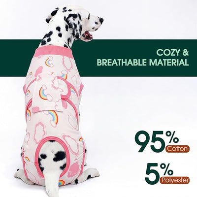 Kuoser Dog Surgery Recovery Suit, Soft Breathable Dog Recovery Suit for Female Spay Male Nueuter, Anti Licking Puppy Onesie Pet Surgical Suit for Dogs Abdominal Wounds Skin Disease, Rainbow M