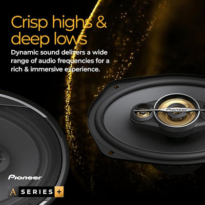 Pioneer A-Series Plus TS-A1081F 4” 2-Way Speakers (Pair) – 230W Max, Balanced Sound + Smooth Treble, Enhanced Bass, Great Stock Replacement