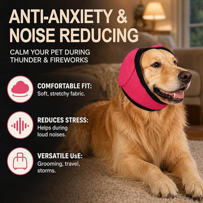 Dog Ear Muffs Noise Protection,Dog with Ear Flaps,Dog Ear Covers for Voise,Relieving Noise and Anxiety with A Soothing Cap Ear Protector,Adjustable Anti Stripping Ear Tips (A-Red, L)