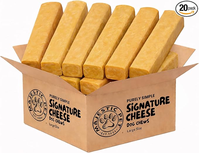 Majestic Pet Himalayan All-Natural Cheese Dog Chews - Long Lasting Dental Chew for Dogs - Healthy Pet Treats with Beneficial Ingredients (Dental & Bone Support, Large, 20 Pack)