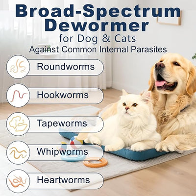 7-Way Dewormer for Medium & Large Dogs, Cats, and Kittens, for All Worms, Tapeworms, Roundworms & Hookworms, Gentle on Stomach, 30 Tablets