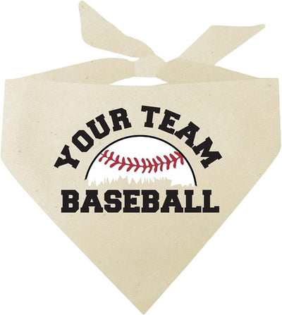 Custom Baseball Team Dog Bandana | 100% Unbleached Cotton Adjustable Triangle | Made in USA | Personalized | Sports Fan | Game Day |Natural, X-Small (1431)