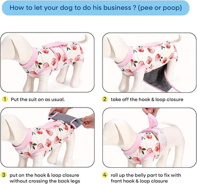 Recovery Suit for Dogs Cats After Surgery, E-Collar & Cone Alternative Surgical Suit, Prevent Licking Dog Onesies Pet Surgery Recovery Suit Soft Dog Bodysuit, Pink, M