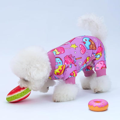 XPUDAC 4 Pieces Dog Pajamas for Small Dogs Boy Girl Soft Stretchy Pjs Onesies Puppy Clothes for Dog Cat Pet Outfits, XS