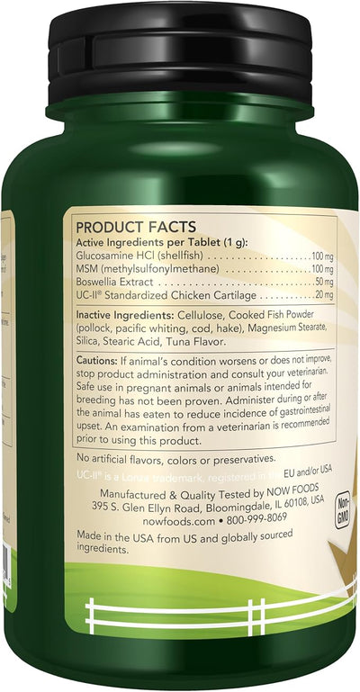 Now Pets, UC-II® Advanced Joint Mobility for Dogs and Cats, Veterinarian formulated, Help Maintain Cartilage and Connective Tissue*, 60 Chewable Tablets (60 Grams)