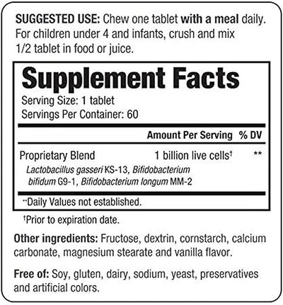 Wakunaga Kyo-Dophilus Kids Probiotic, Promotes Regularity and Immune Health*, 60 Tablets