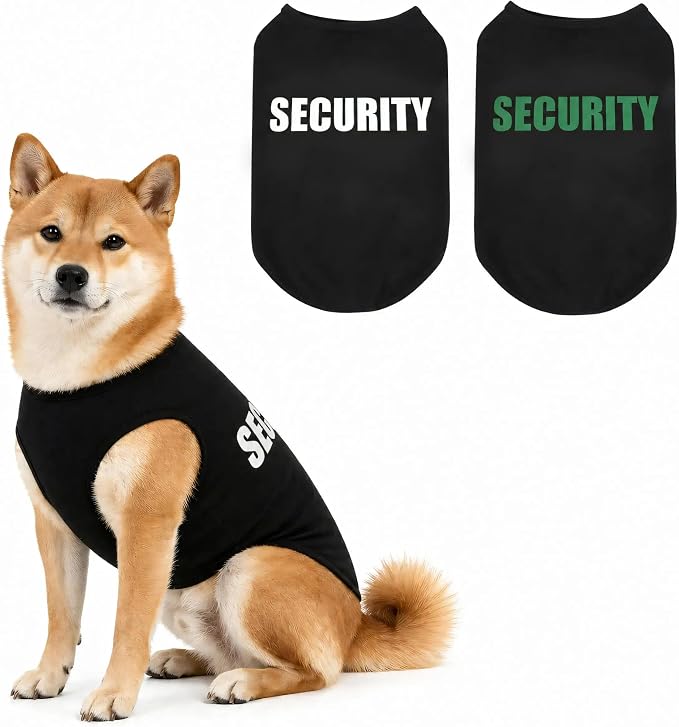 Upgraded Dog Security Shirt Vest for Puppy, Cat, and Dog, Cotton Technical Fabric with Fluorescent Printing, Large Medium Small (E4XL, Black)