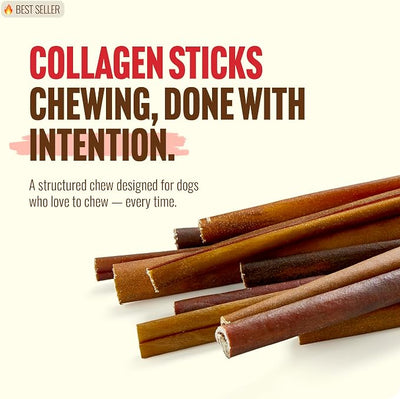 Natural Farm Collagen Sticks for Dogs (6 Inch, 25 Pack), Odor-Free Long Lasting Chews & Rawhide Alternative - 95% Collagen, Low Fat, High Protein - Best Dental Dog Treats - Medium & Large Dogs