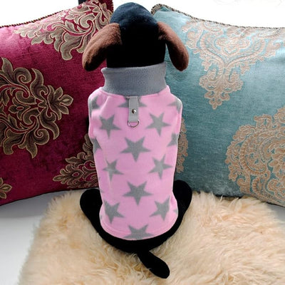 Dog Sweater, Soft Fleece Vest with Leash Ring Pullover Jacket Winter Pet Dog Clothes for Puppy Small Dogs Cats Teddy Chihuahua Yorkshire for Christmas (Medium (Pack of 1), Pink Star)
