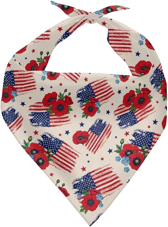 KEIAHUAN 250th Anniversary Dog Bandanas 4th of July Patriotic Pet Bandanas Independence Day Triangle Pet Bibs Scarf Holiday Scarf Accessories