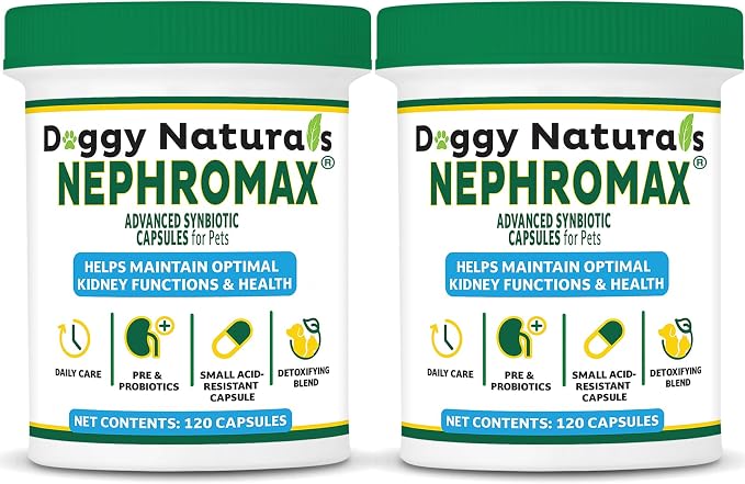NEPHROMAX™ Synbiotic Capsules Dogs Cats -36 Billion CFU- Kidney Support Supplement for Cats & Dogs, Probiotics & Prebiotics for Digestive Health, Small & Easy-to-Swallow Capsules Made in USA(240 Caps)