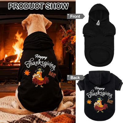 EXPAWLORER Fall Dog Hoodie-Soft and Warm Dog Sweaters, Pet Clothes Autumn Winter Coat Sweatshirt with Autumn Maple Leaf Theme Print for Puppy,Cat, Small Medium Large Dogs