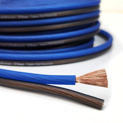 KnuKonceptz Bassik 14 Gauge AWG Speaker Wire Cable with Soft Touch Ultra Flex PVC for Home Theater Speakers and Car Audio - Blue/Black 250 Feet