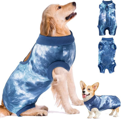 SlowTon Dog Recovery Suit - Surgery Recovery Suit for Female Male Dogs, Dog Onesie After Spay Abdominal Wounds, E-Collar Cone Alternative Prevent Licking Pet Surgical Suit (Blue,XL)
