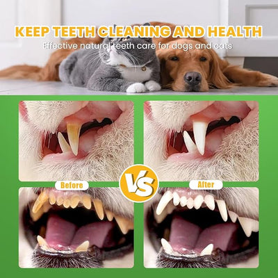 Dog Dental Powder - Dog Teeth Cleaning Powder for Removing Dental Plaque - Plaque & Bad Breath Off Powder with Probiotics & Brown Algae - Dental Care for Dogs & Cats - 90g
