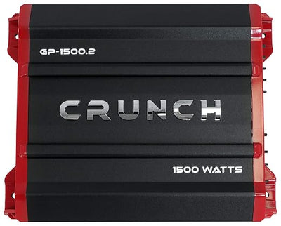 Crunch GP-1500.2 1500 Watt 2 Channel Car Audio Amplifier Stereo Amp Bridgeable Bundle with Rockville RWK82 8 Gauge 4 Chan Car Amp Wiring Installation Wire Kit (2) RCA's