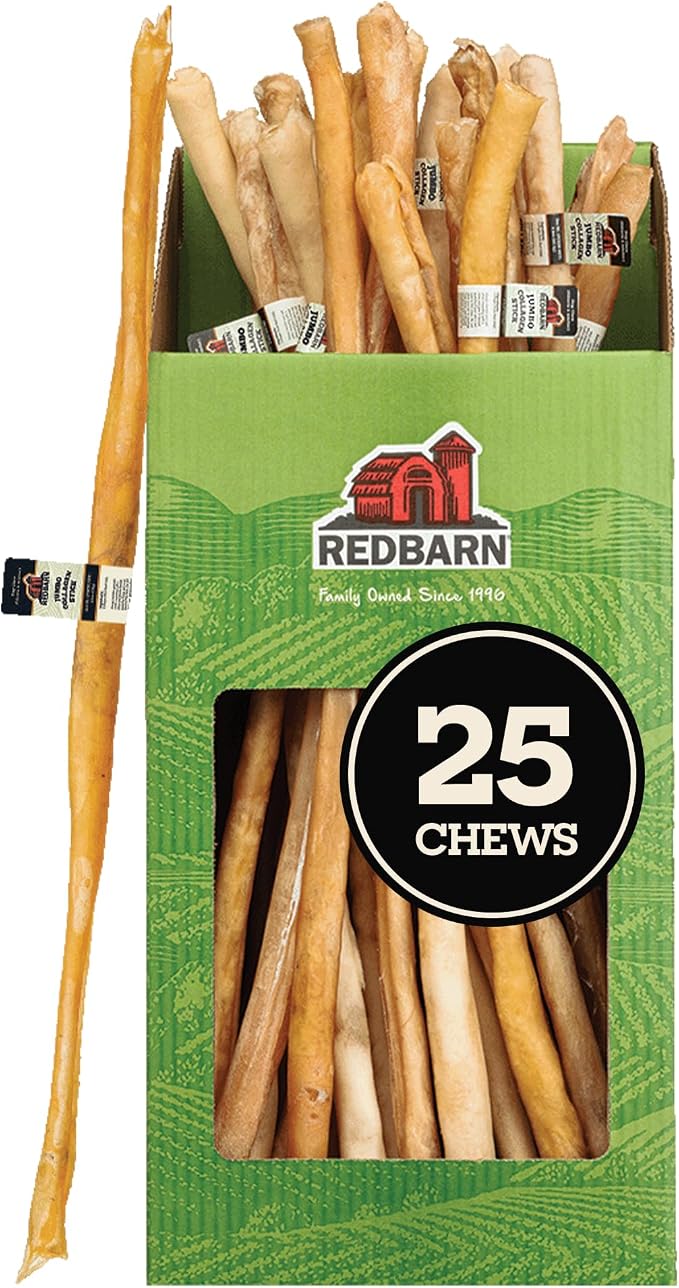 Redbarn 30" Collagen Sticks Dog Treat, All-Natural, Long-Lasting, High-Protein, Supports Healthy Joints & Shiny Coat, Rawhide-Alternative Chew, 25 Count