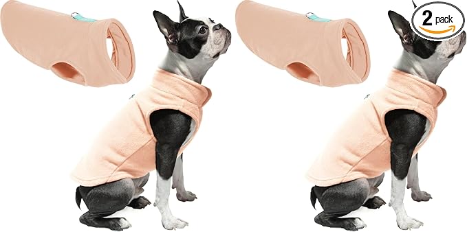 Gooby Fleece Vest Dog Sweater - Peach, X-Large - Warm Pullover Fleece Dog Jacket with O-Ring Leash - Winter Small Dog Sweater Coat - Cold Weather Dog Clothes for Small Dogs Boy or Girl (Pack of 2)