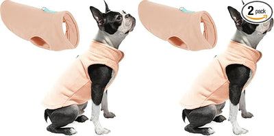 Gooby Fleece Vest Dog Sweater - Peach, X-Large - Warm Pullover Fleece Dog Jacket with O-Ring Leash - Winter Small Dog Sweater Coat - Cold Weather Dog Clothes for Small Dogs Boy or Girl (Pack of 2)
