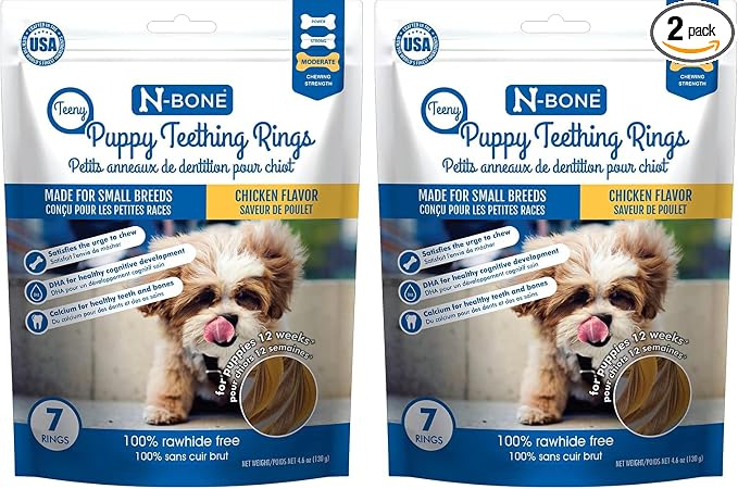 N-Bone Teeny Puppy Teething Rings Chicken Flavor / 4.6oz, 7 Count (Pack of 2)