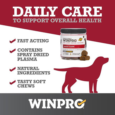 WINPRO Pet Daily Care Chews for Dogs, 60 Soft Chews, Plasma Powered, Grain Free Supplement for Dogs with Probiotics to Support A Healthy Immune System