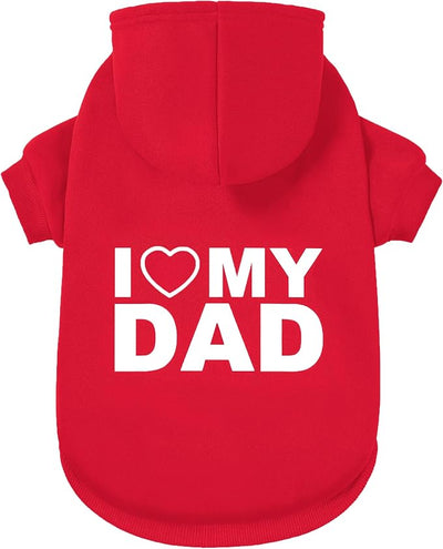 Dog Sweater Dog Hoodie Cold Weather Coat Hooded Sweatshirt for Puppies,Cats, Small Medium Large Dogs (Red(I Love My Dad), Large/X-Large)