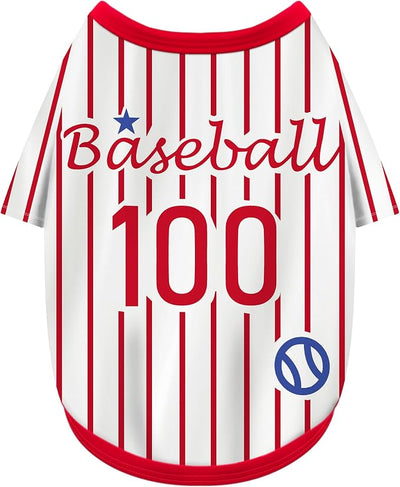 Paiaite Sleek Striped Dog Vest: Sleeveless Baseball-Style Dog Shirt, Ideal Fit for Small, Medium, and Large Breeds,Polyester Fabric for Comfort, Breathability, and Stretchiness Red L