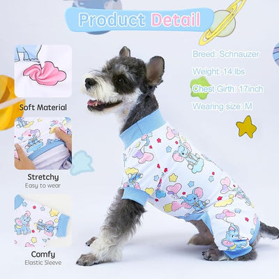 XPUDAC 4 Pieces Dog Pajamas Soft Strechy Puppy Onesies Pet Clothes for Small Medium Dogs Boy Girl Cat Pet Outfit, 150-XL