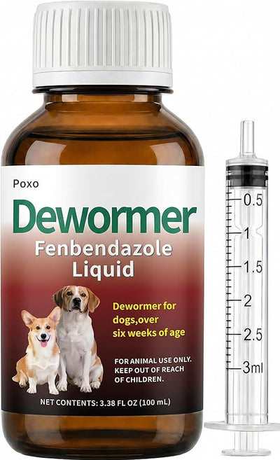 Dewormer Liquid for Dogs, Fenbendazole for All Wormers, Broad Spectrum, Safe for 6 Weeks and Older