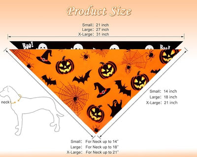 Halloween Dog Bandanas 2PCS Pumpkin Pet Scarf Medium Large Dogs | Halloween dog bandanas with pumpkin & ghost patterns. Perfect for holiday parties, photos & fall events. Reversible design.