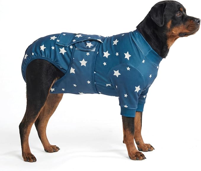 Spark Paws Dog Surgery Recovery Suit – Dog Recovery Suit After Surgery, Anti-Lick Dog Onesie, Abdominal Wound Protector, Soft Cone Alternative for Spay Neuter Male Female Pet Recovery - Stars - 5XL