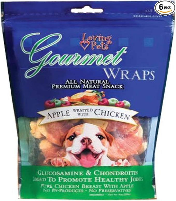 Loving Pets Gourmet All Natural Premium Apple And Chicken Wraps With Glucosamine And Chondroitin, Dog Treats, 6oz