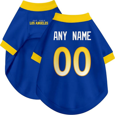 Los Angeles R Dog Clothes Jersey Style Personalized Pet T Shirt with Custom Name Number for Small Medium Large Dogs