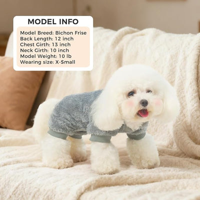 PAWCHIE Dog Fuzzy Velvet Pajamas,Dog Sweater Winter Cloth for Small Dogs Cat,Boy Girl,Pet Jumpsuit, Doggy Apparel for Teacup Yorkie Chihuahua,Grey,SM