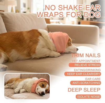 Ear Muffs for Dogs,Warm Winter Head Wrap Calming Hoodie,No Shake Anxiety Relief Pet Covers Ear Noise Protection Vest for Dogs Thunder Fireworks,Vet Visits,Grooming(Orange,M)